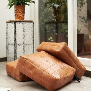 Handcrafted Moroccan Leather Pouf Ottoman - Authentic, Durable, and Stylish Home